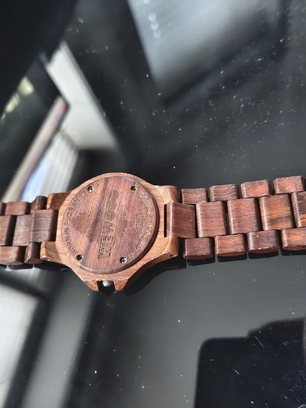 Wooden Link Bracelet Watch with Silver Clasp